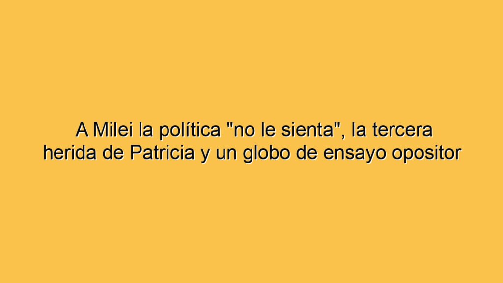 A Milei la política "no le sienta", la tercera herida de Patricia y un globo de ensayo opositor