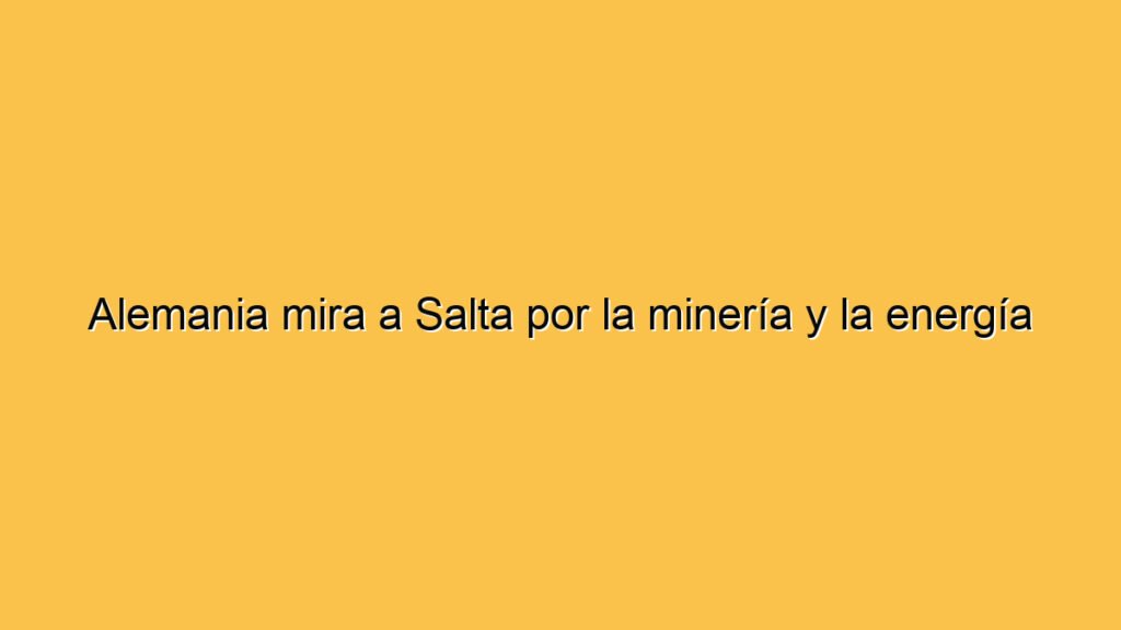 Alemania mira a Salta por la minería y la energía