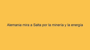 Alemania mira a Salta por la minería y la energía