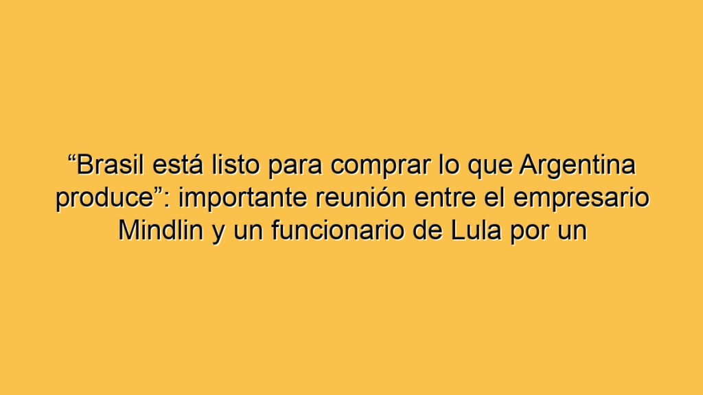 “Brasil está listo para comprar lo que Argentina produce”: importante reunión entre el empresario Mindlin y un funcionario de Lula por un insumo clave para el campo