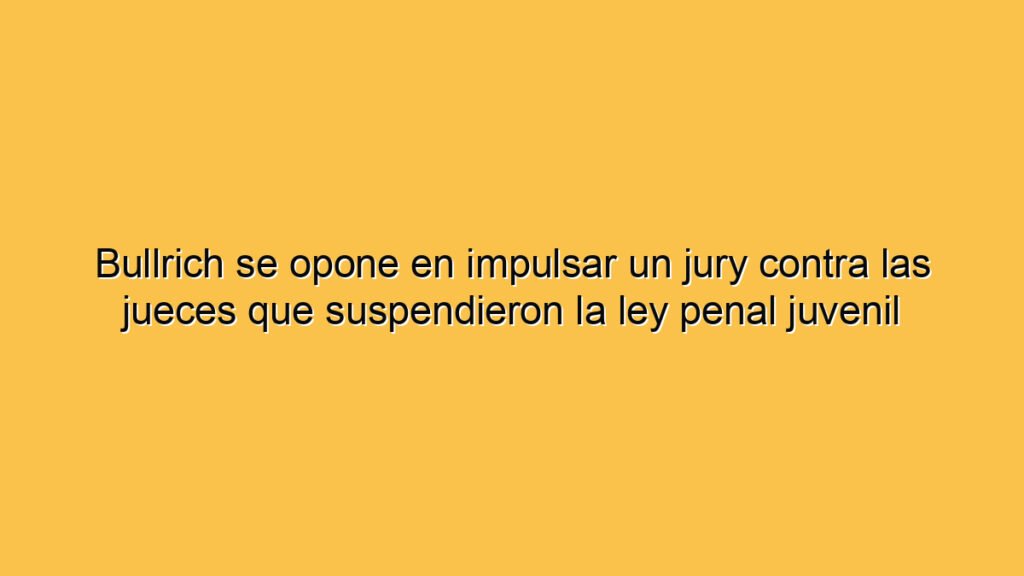 Bullrich se opone en impulsar un jury contra las jueces que suspendieron la ley penal juvenil