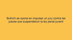 Bullrich se opone en impulsar un jury contra las jueces que suspendieron la ley penal juvenil