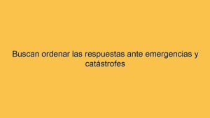 Buscan ordenar las respuestas ante emergencias y catástrofes