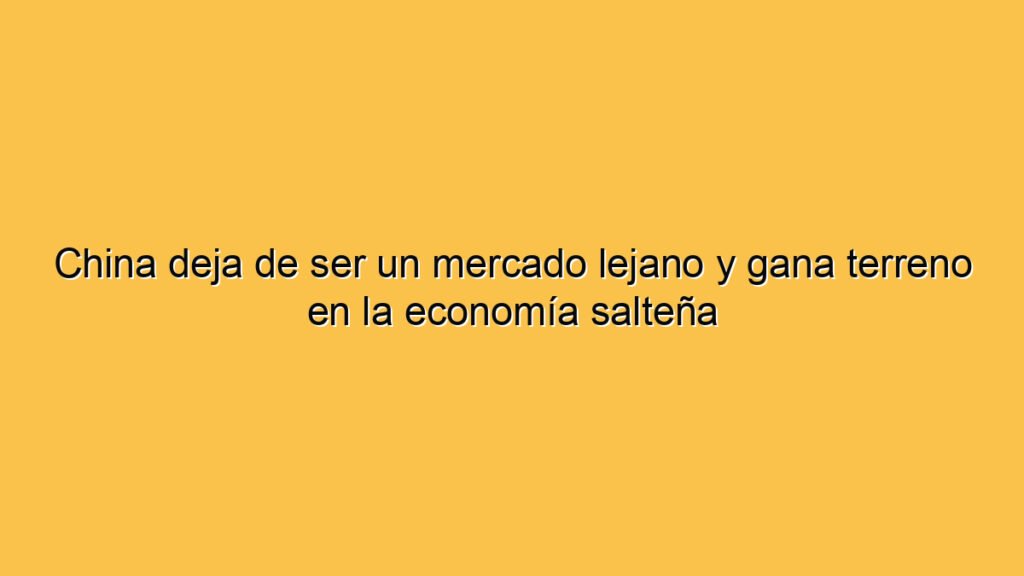 China deja de ser un mercado lejano y gana terreno en la economía salteña