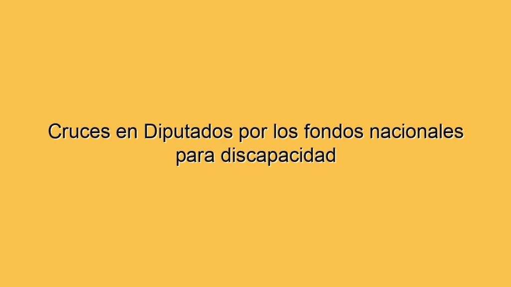 Cruces en Diputados por los fondos nacionales para discapacidad