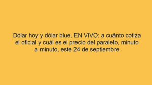 Dólar hoy y dólar blue, EN VIVO: a cuánto cotiza el oficial y cuál es el precio del paralelo, minuto a minuto, este 24 de septiembre