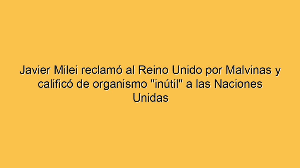 Javier Milei reclamó al Reino Unido por Malvinas y calificó de organismo "inútil" a las Naciones Unidas