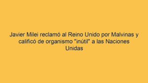 Javier Milei reclamó al Reino Unido por Malvinas y calificó de organismo "inútil" a las Naciones Unidas