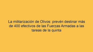 La militarización de Olivos: prevén destinar más de 400 efectivos de las Fuerzas Armadas a las tareas de la quinta
