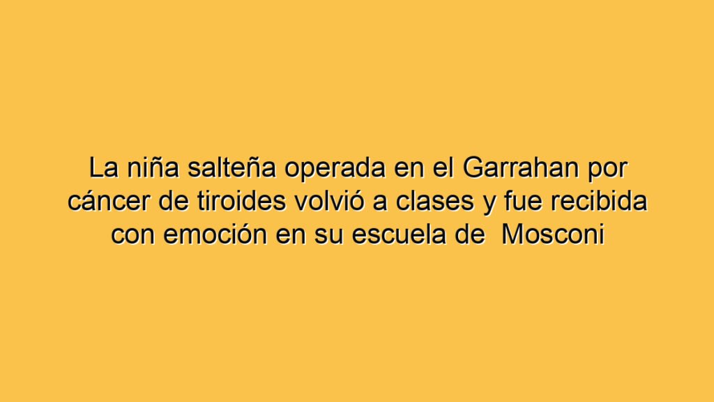 La niña salteña operada en el Garrahan por cáncer de tiroides volvió a clases y fue recibida con emoción en su escuela de  Mosconi