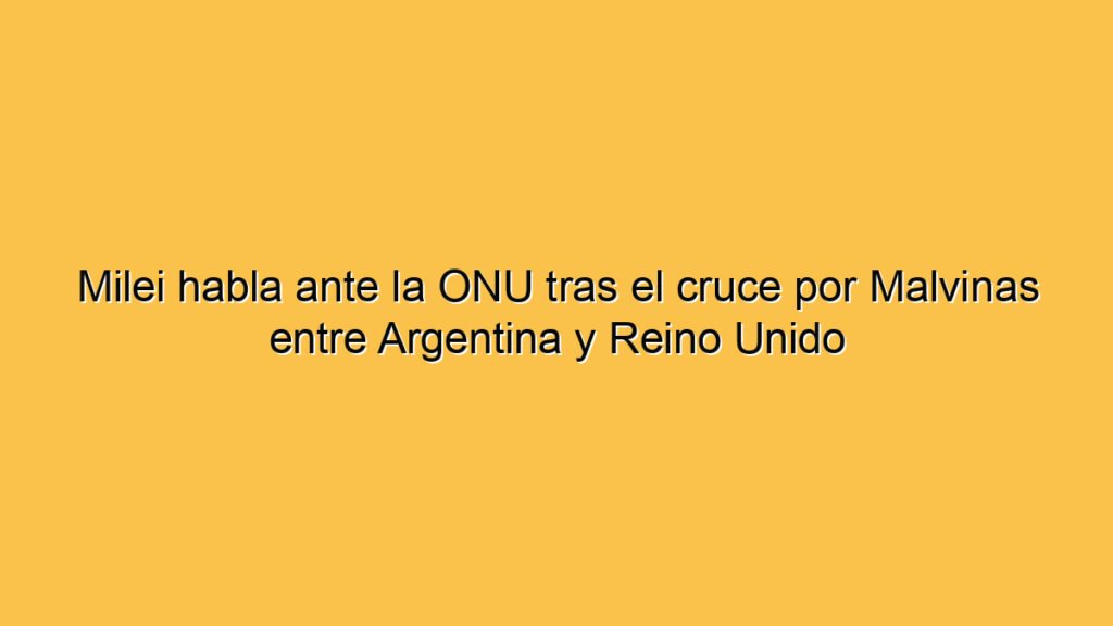 Milei habla ante la ONU tras el cruce por Malvinas entre Argentina y Reino Unido