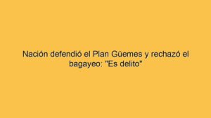 Nación defendió el Plan Güemes y rechazó el bagayeo: "Es delito"
