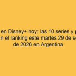 Qué ver en Disney+ hoy: las 10 series y películas que lideran el ranking este martes 29 de septiembre de 2026 en Argentina