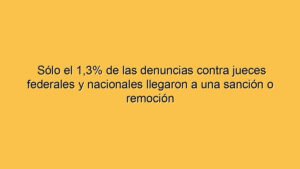 Sólo el 1,3% de las denuncias contra jueces federales y nacionales llegaron a una sanción o remoción