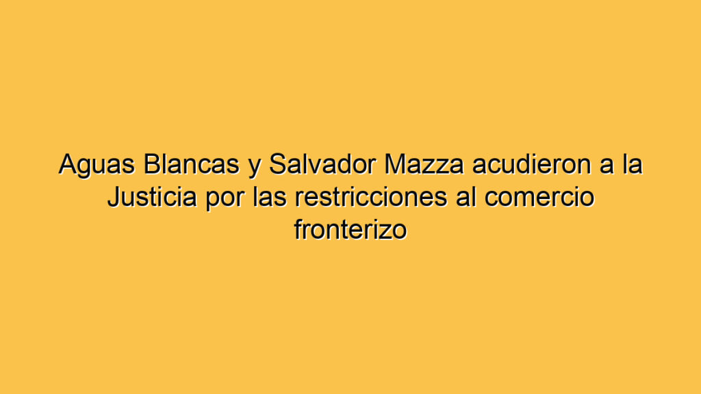 Aguas Blancas y Salvador Mazza acudieron a la Justicia por las restricciones al comercio fronterizo