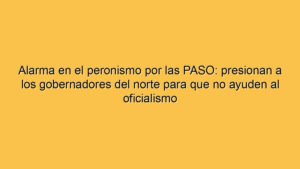 Alarma en el peronismo por las PASO: presionan a los gobernadores del norte para que no ayuden al oficialismo