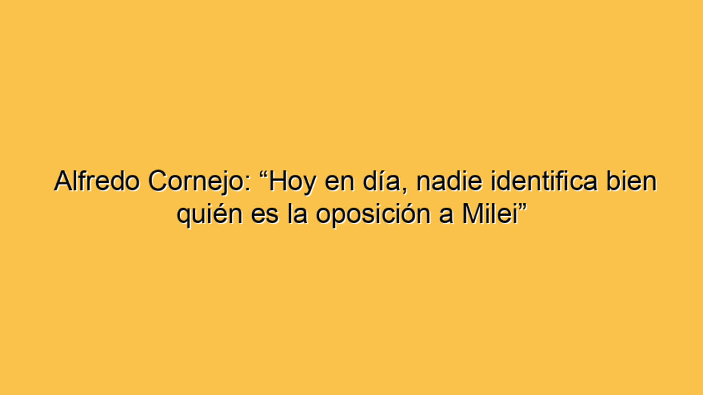 Alfredo Cornejo: “Hoy en día, nadie identifica bien quién es la oposición a Milei”