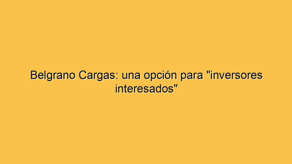 Belgrano Cargas: una opción para "inversores interesados"
