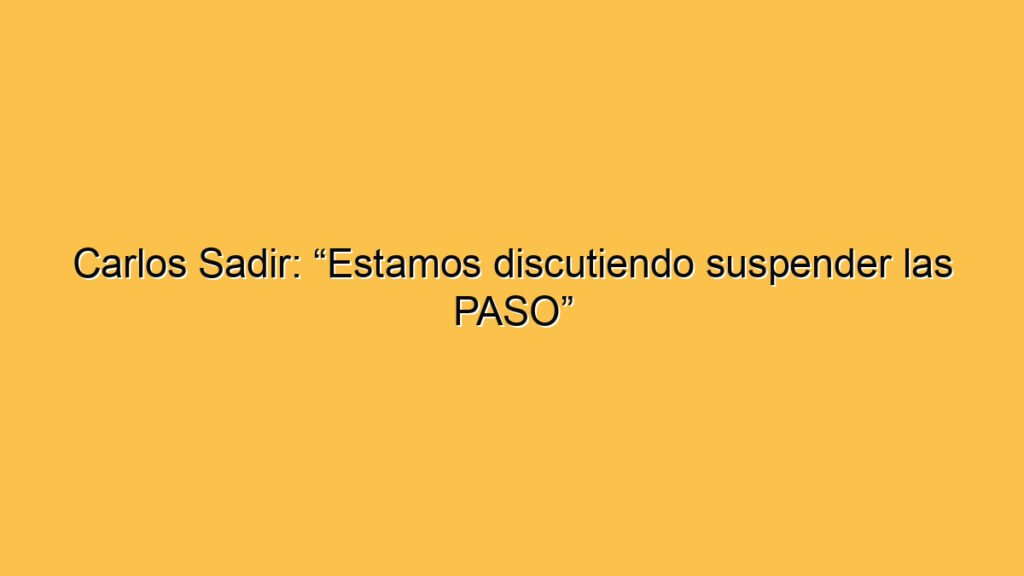 Carlos Sadir: “Estamos discutiendo suspender las PASO”