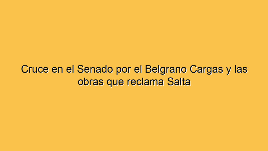 Cruce en el Senado por el Belgrano Cargas y las obras que reclama Salta