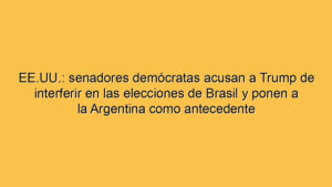 EE.UU.: senadores demócratas acusan a Trump de interferir en las elecciones de Brasil y ponen a la Argentina como antecedente