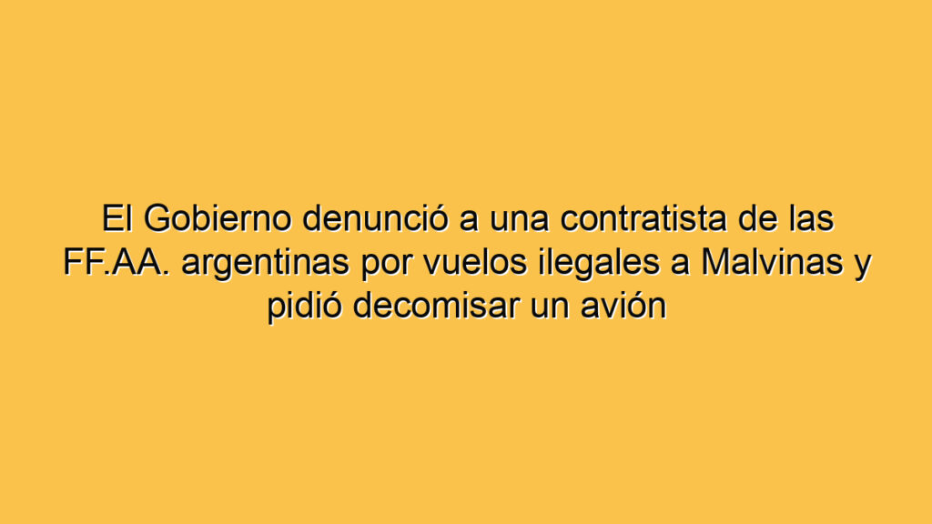 El Gobierno denunció a una contratista de las FF.AA. argentinas por vuelos ilegales a Malvinas y pidió decomisar un avión