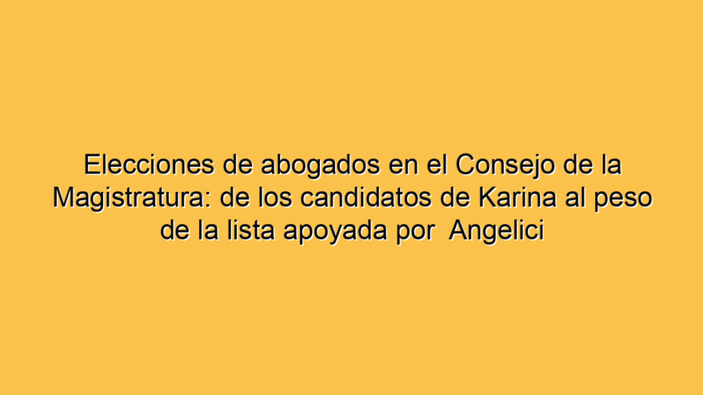 Elecciones de abogados en el Consejo de la Magistratura: de los candidatos de Karina al peso de la lista apoyada por  Angelici