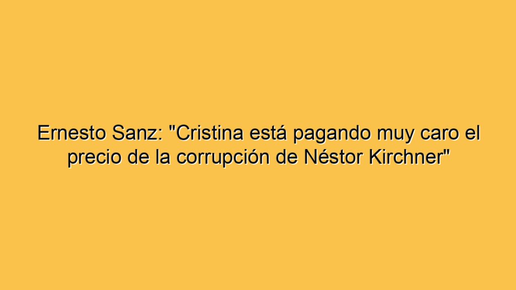 Ernesto Sanz: "Cristina está pagando muy caro el precio de la corrupción de Néstor Kirchner"