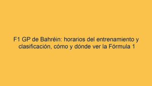 F1 GP de Bahréin: horarios del entrenamiento y clasificación, cómo y dónde ver la Fórmula 1