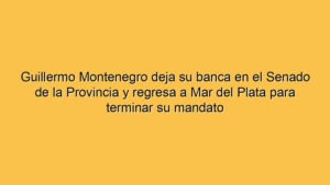 Guillermo Montenegro deja su banca en el Senado de la Provincia y regresa a Mar del Plata para terminar su mandato