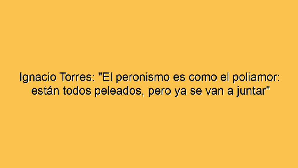 Ignacio Torres: "El peronismo es como el poliamor: están todos peleados, pero ya se van a juntar"