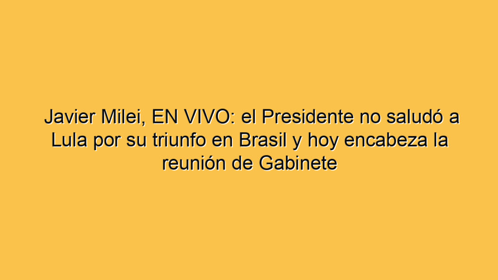 Javier Milei, EN VIVO: el Presidente no saludó a Lula por su triunfo en Brasil y hoy encabeza la reunión de Gabinete