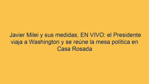 Javier Milei y sus medidas, EN VIVO: el Presidente viaja a Washington y se reúne la mesa política en Casa Rosada