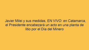 Javier Milei y sus medidas, EN VIVO: en Catamarca, el Presidente encabezará un acto en una planta de litio por el Día del Minero