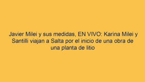 Javier Milei y sus medidas, EN VIVO: Karina Milei y Santilli viajan a Salta por el inicio de una obra de una planta de litio