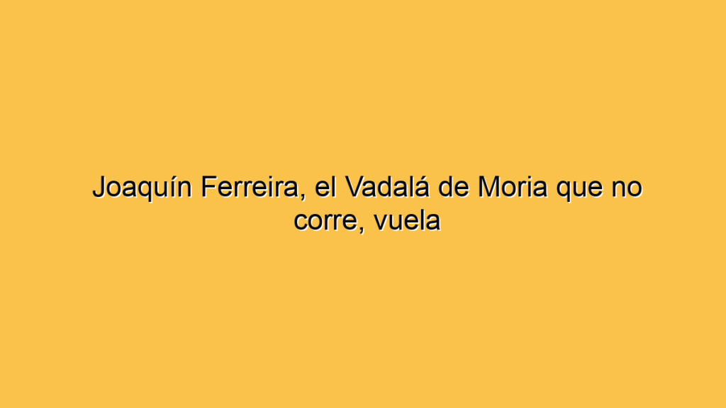 Joaquín Ferreira, el Vadalá de Moria que no corre, vuela