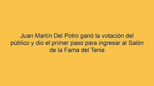 Juan Martín Del Potro ganó la votación del público y dio el primer paso para ingresar al Salón de la Fama del Tenis