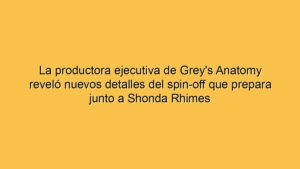 La productora ejecutiva de Grey's Anatomy reveló nuevos detalles del spin-off que prepara junto a Shonda Rhimes