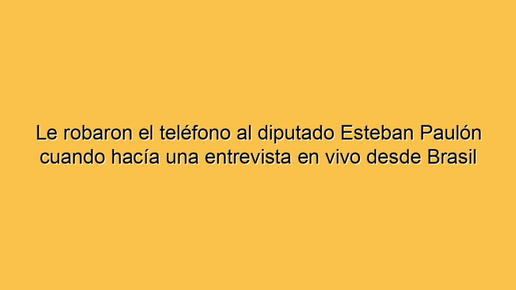 Le robaron el teléfono al diputado Esteban Paulón cuando hacía una entrevista en vivo desde Brasil