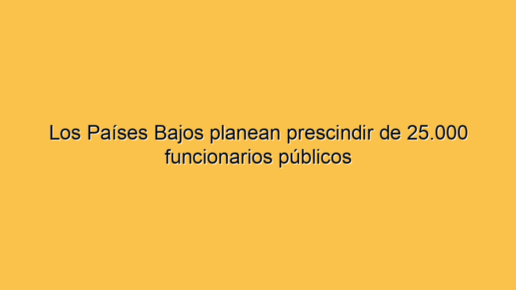 Los Países Bajos planean prescindir de 25.000 funcionarios públicos