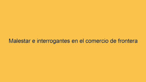 Malestar e interrogantes en el comercio de frontera