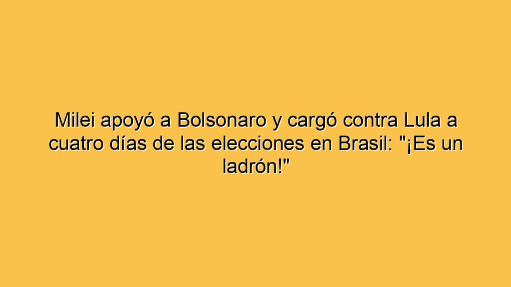 Milei apoyó a Bolsonaro y cargó contra Lula a cuatro días de las elecciones en Brasil: "¡Es un ladrón!"