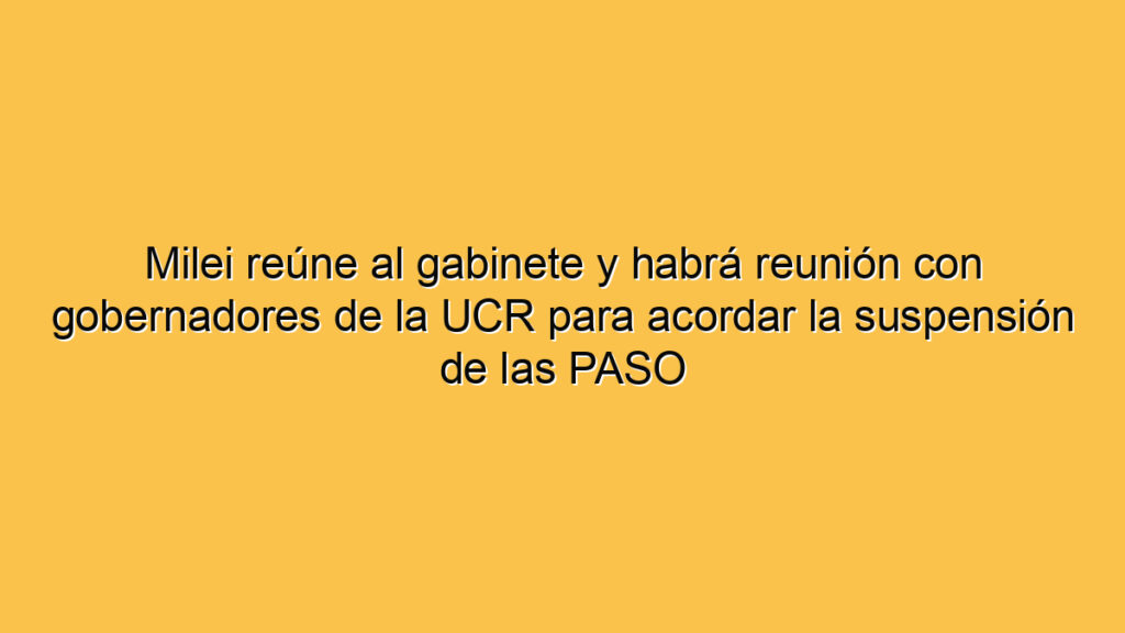 Milei reúne al gabinete y habrá reunión con gobernadores de la UCR para acordar la suspensión de las PASO