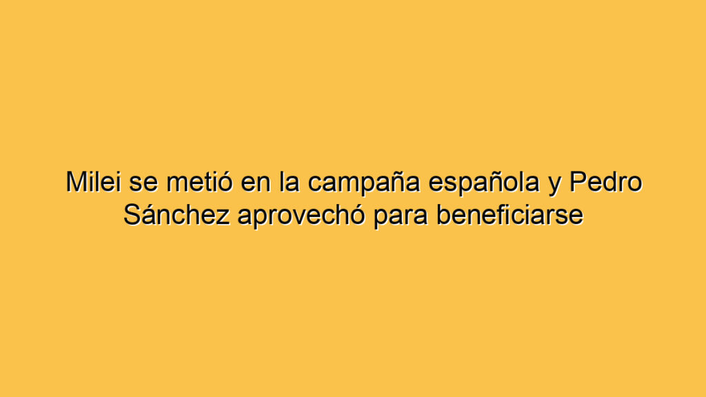 Milei se metió en la campaña española y Pedro Sánchez aprovechó para beneficiarse