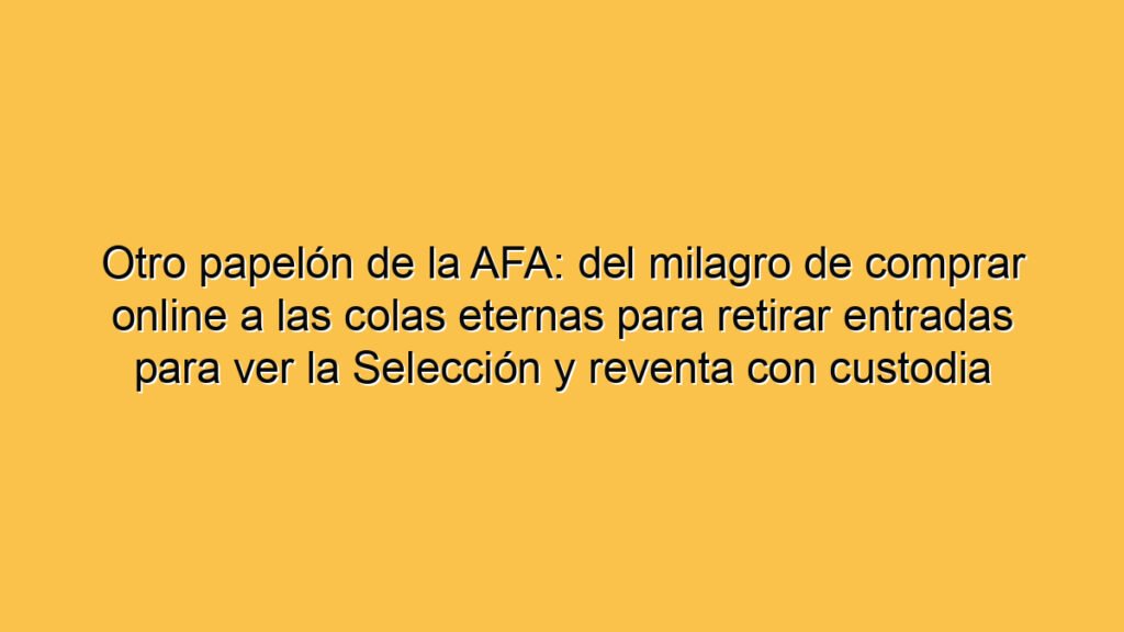 Otro papelón de la AFA: del milagro de comprar online a las colas eternas para retirar entradas para ver la Selección y reventa con custodia policial en otro estadio