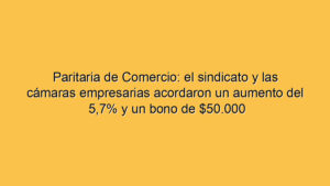 Paritaria de Comercio: el sindicato y las cámaras empresarias acordaron un aumento del 5,7% y un bono de $50.000