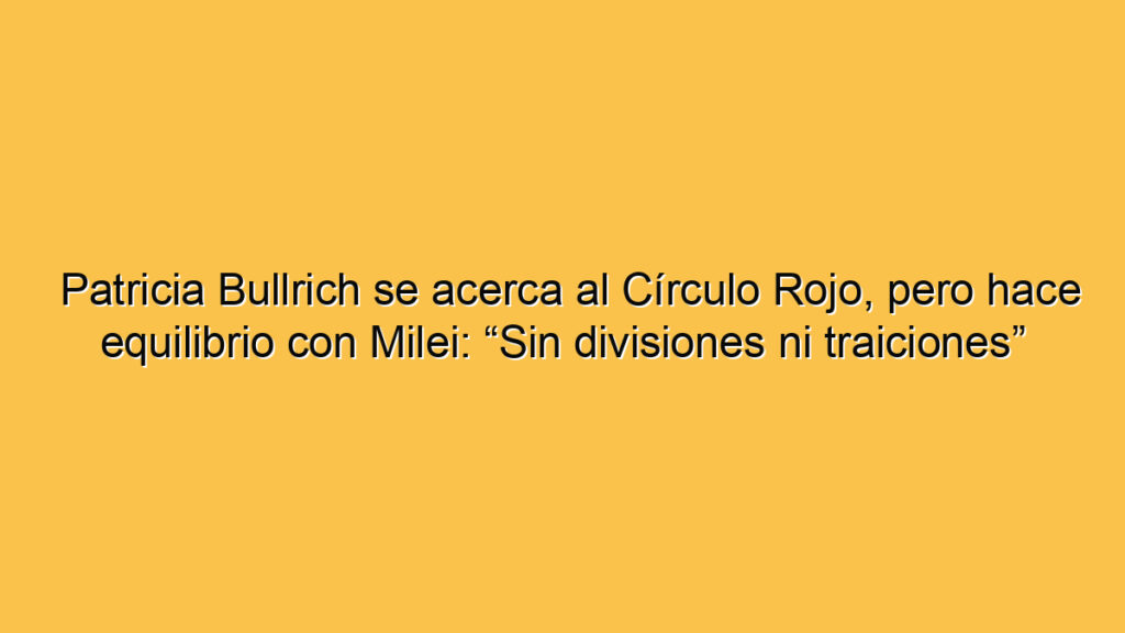 Patricia Bullrich se acerca al Círculo Rojo, pero hace equilibrio con Milei: “Sin divisiones ni traiciones”