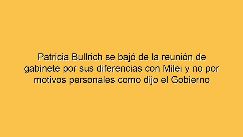 Patricia Bullrich se bajó de la reunión de gabinete por sus diferencias con Milei y no por motivos personales como dijo el Gobierno