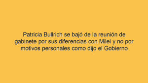 Patricia Bullrich se bajó de la reunión de gabinete por sus diferencias con Milei y no por motivos personales como dijo el Gobierno