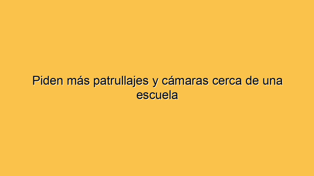 Piden más patrullajes y cámaras cerca de una escuela